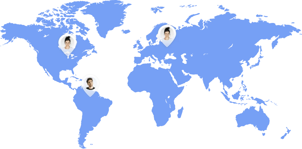 Map of Mentessa customers across three continents