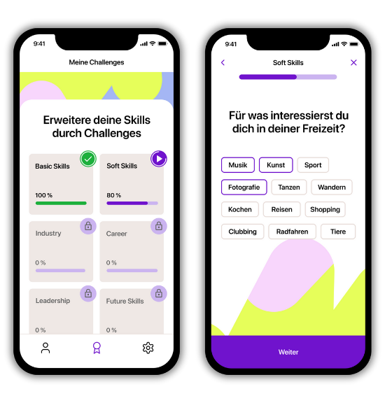 Interactive skill challenges in the Mentessa app