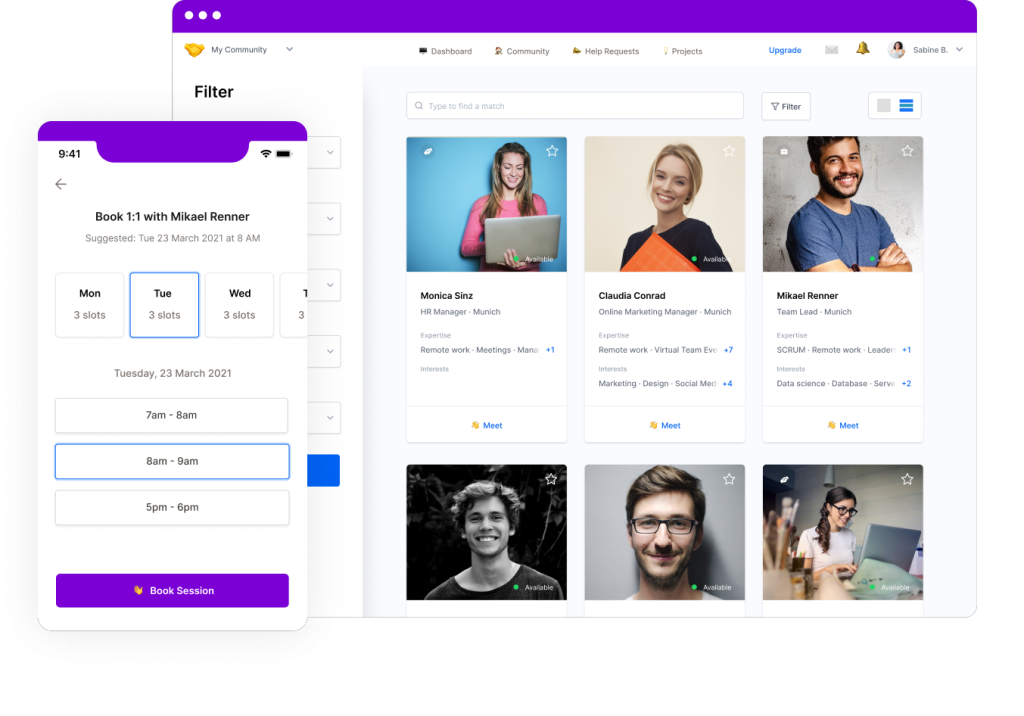 Students connecting on the Mentessa platform