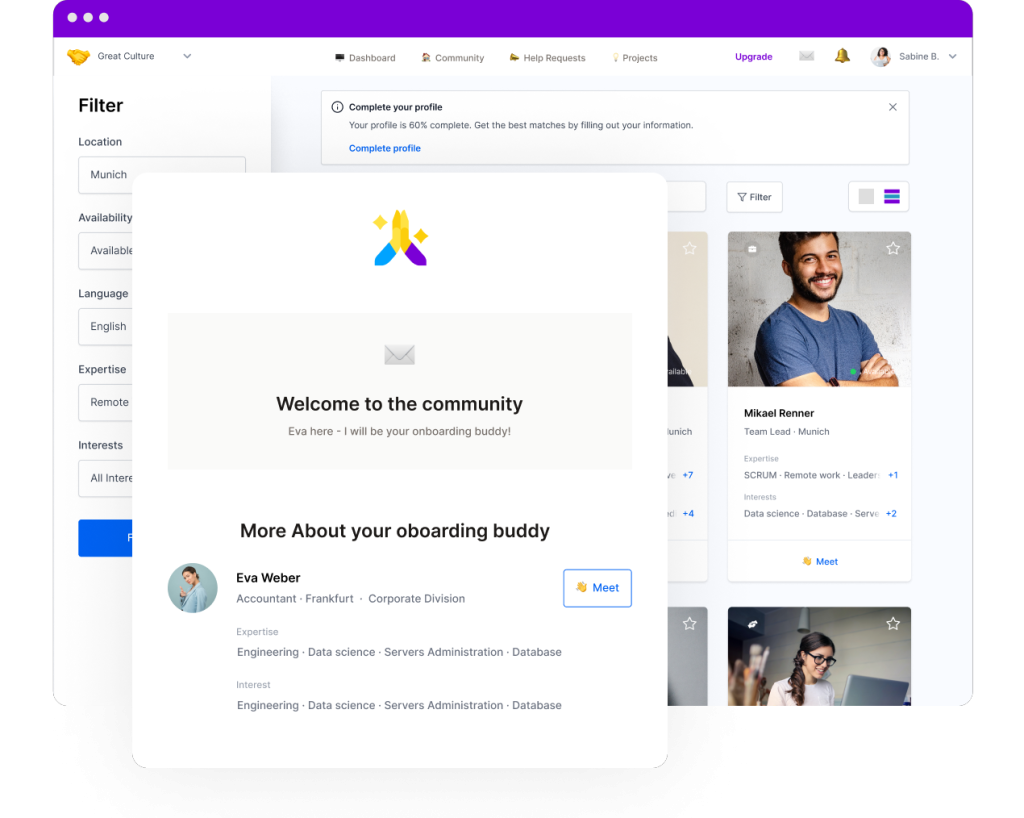 Welcome newcomers and match them with an onboarding buddy