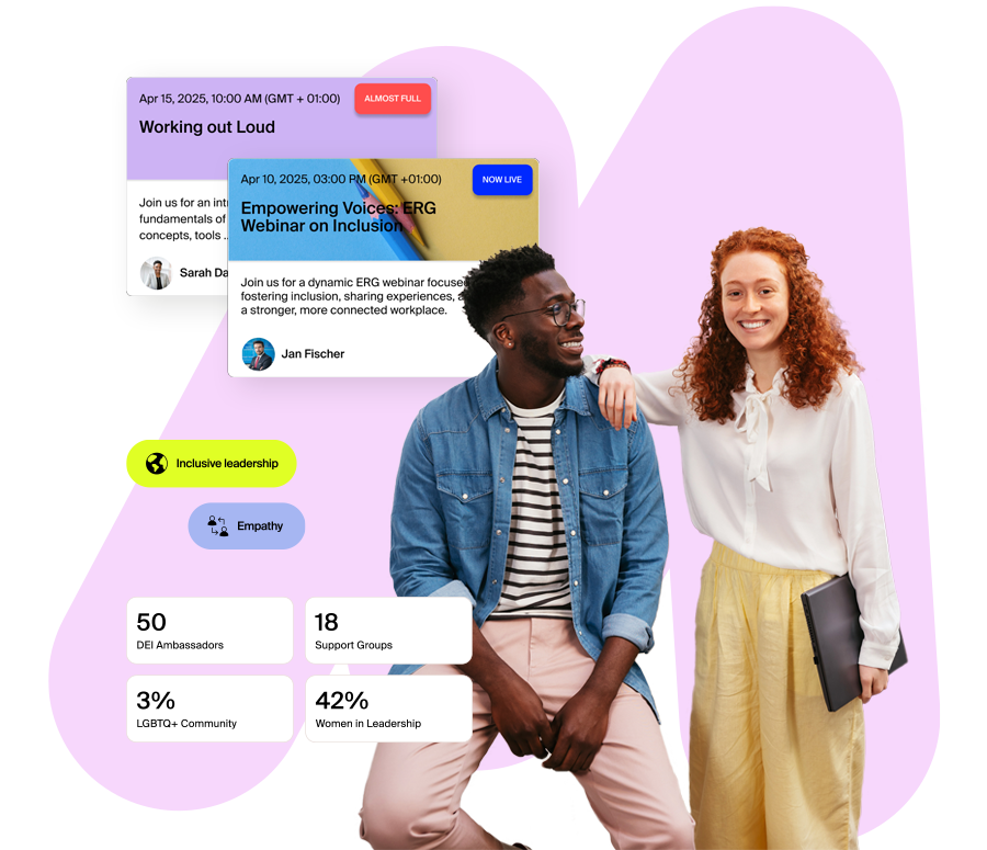 Employees from diverse backgrounds engaged on the Mentessa platform, showcasing knowledge sharing and community learning.